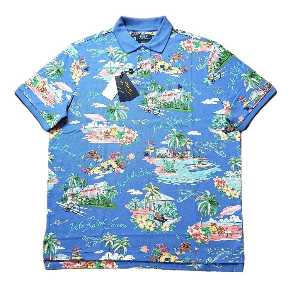 NWT Polo Ralph Lauren Bahama Bear Sz Large Classic Fit Mens Polo Shirt Island